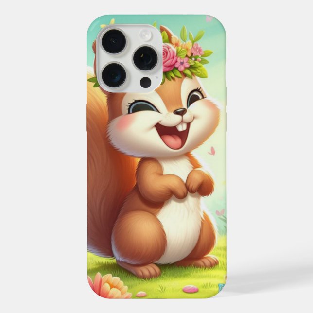 Cute, happy springtime squirrel  iPhone case (Back)