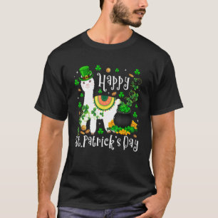 Cute Happy St Patricks Day Irish Llama Leprechaun  T-Shirt
