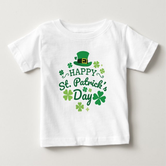 Cute Happy St. Patrick's Day Lucky Celebrate Print Baby T-Shirt (Front)
