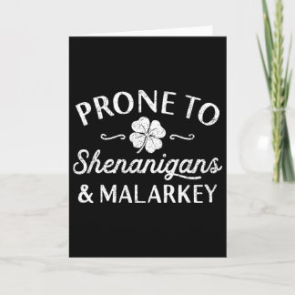 Cute Happy St Patricks Day Prone To Shenanigans An Card