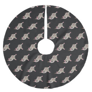 Cute happy sugar glider cartoon illustration brushed polyester tree skirt