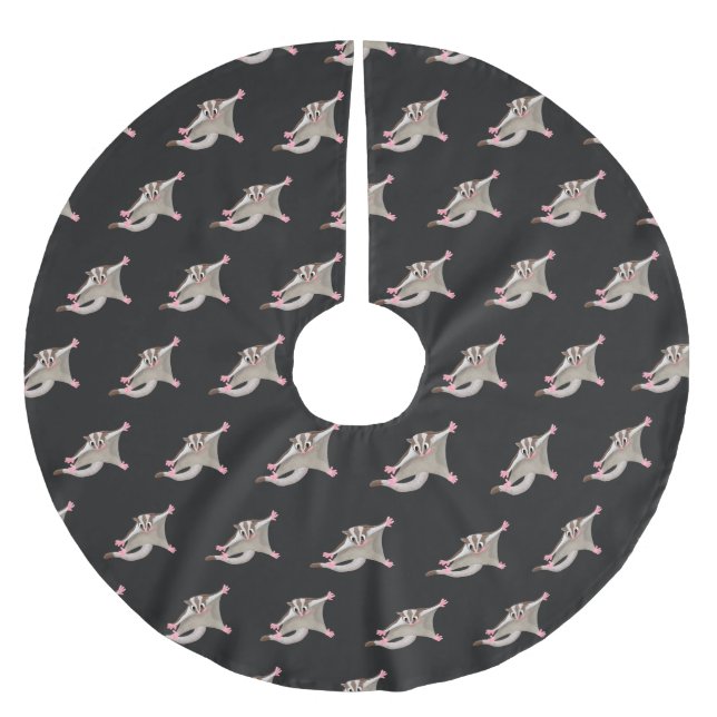 Cute happy sugar glider cartoon illustration brushed polyester tree skirt (Front)
