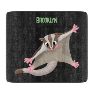 Cute happy sugar glider cartoon illustration cutting board