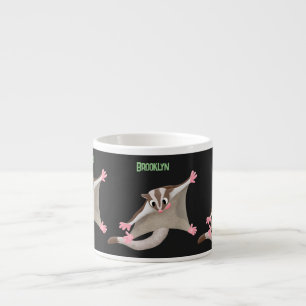 Cute happy sugar glider cartoon illustration espresso cup