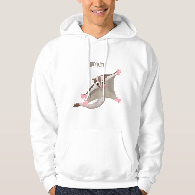 Cute happy sugar glider cartoon illustration hoodie (Front)