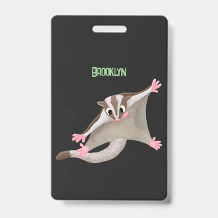 Cute happy sugar glider cartoon illustration ID badge