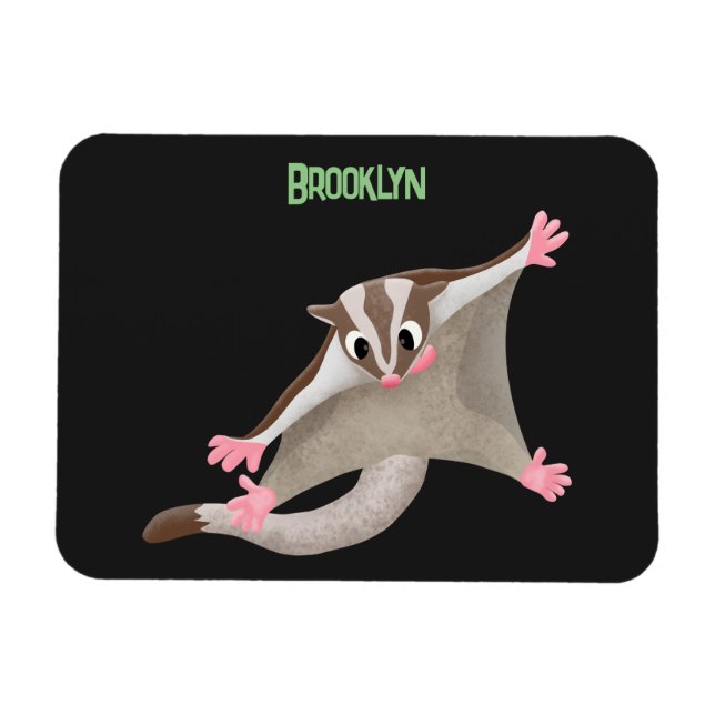 Cute happy sugar glider cartoon illustration magnet (Horizontal)