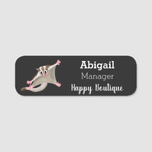 Cute happy sugar glider cartoon illustration name tag