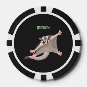 Cute happy sugar glider cartoon illustration poker chips