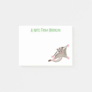 Cute happy sugar glider cartoon illustration post-it notes