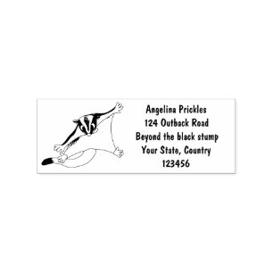 Cute happy sugar glider cartoon illustration rubber stamp
