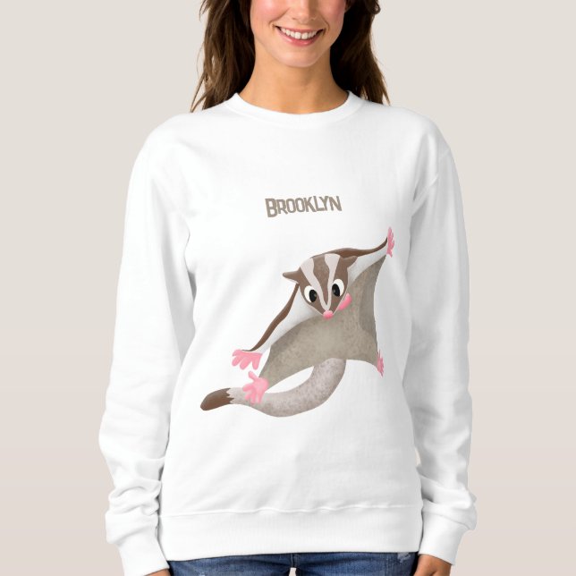 Cute happy sugar glider cartoon illustration sweatshirt (Front)