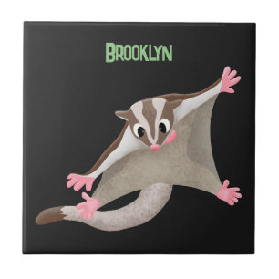 Cute happy sugar glider cartoon illustration tile