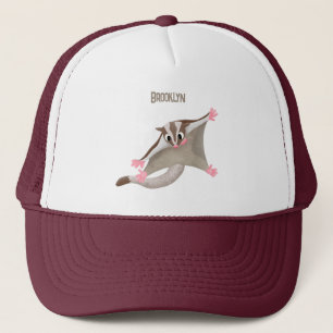 Cute happy sugar glider cartoon illustration trucker hat