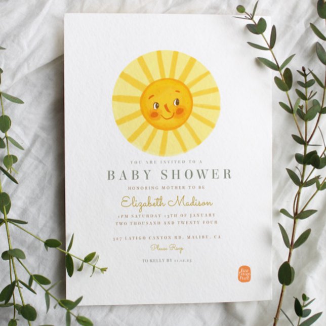 Cute Happy Sun Baby Shower Invitation (Creator Uploaded)