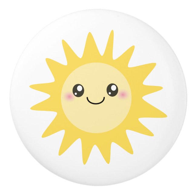 Cute Happy Sun cartoon - nursery decor Ceramic Knob (Front)