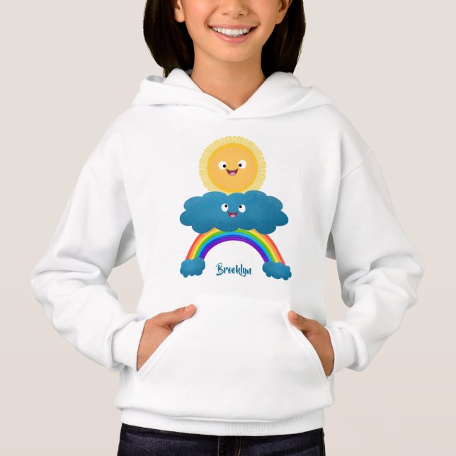 Cute happy sun cloud rainbow cartoon (Front)
