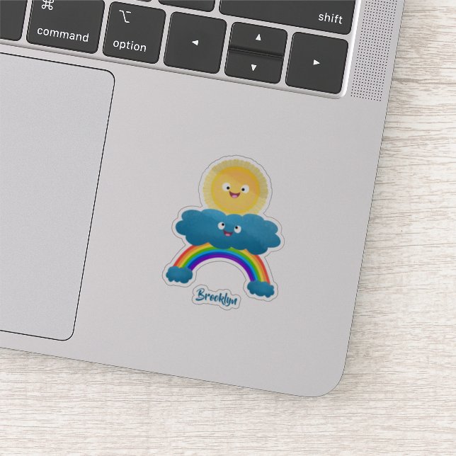 Cute happy sun cloud rainbow cartoon (Detail)