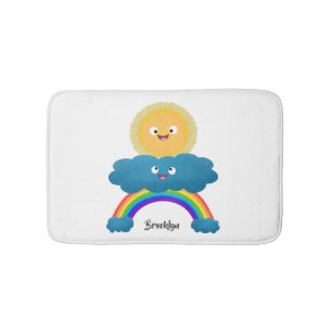 Cute happy sun cloud rainbow cartoon bath mat