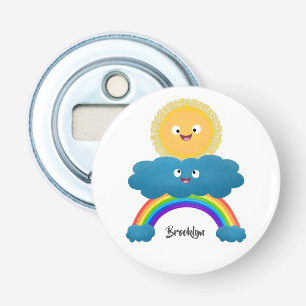 Cute happy sun cloud rainbow cartoon bottle opener