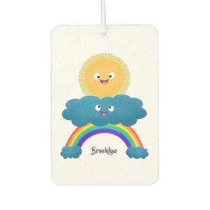 Cute happy sun cloud rainbow cartoon car air freshener