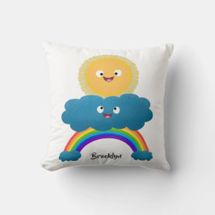 Cute happy sun cloud rainbow cartoon cushion