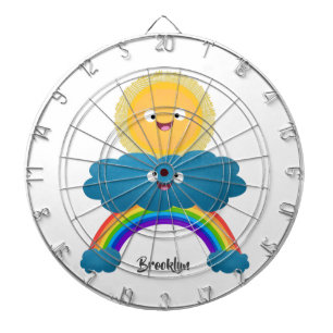 Cute happy sun cloud rainbow cartoon dartboard
