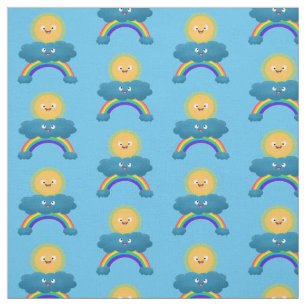 Cute happy sun cloud rainbow cartoon fabric