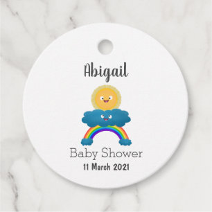 Cute happy sun cloud rainbow cartoon favour tags