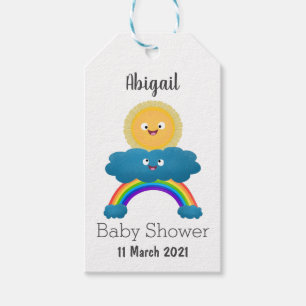 Cute happy sun cloud rainbow cartoon gift tags