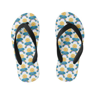 Cute happy sun cloud rainbow cartoon kid's jandals