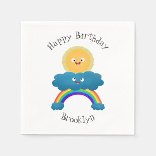 Cute happy sun cloud rainbow cartoon napkin
