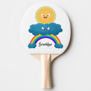 Cute happy sun cloud rainbow cartoon ping pong paddle
