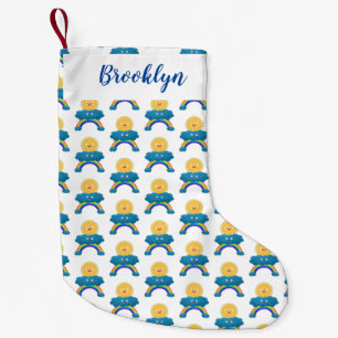 Cute happy sun cloud rainbow cartoon small christmas stocking