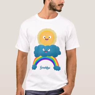 Cute happy sun cloud rainbow cartoon T-Shirt