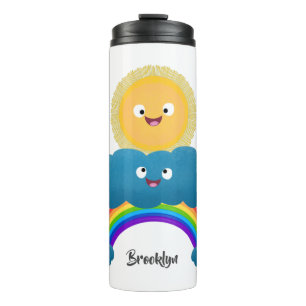 Cute happy sun cloud rainbow cartoon thermal tumbler