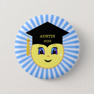 Cute Happy Sun Face Graduation 6 Cm Round Badge