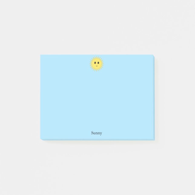 Cute Happy Sun on Light Blue Background Post-it Notes (Front)