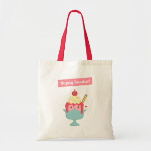 Cute Happy Sundae Ice Cream Pun Tote Bag