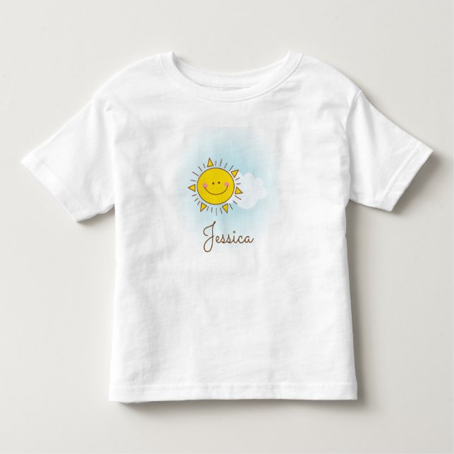 Cute Happy Sunshine Custom Add Your Name Toddler T-Shirt (Front)
