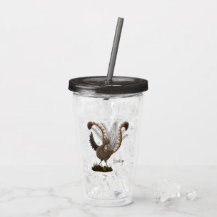 Cute happy superb lyrebird cartoon illustration acrylic tumbler