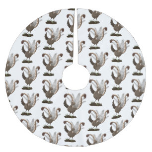 Cute happy superb lyrebird cartoon illustration  brushed polyester tree skirt