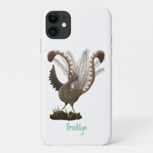 Cute happy superb lyrebird cartoon illustration Case-Mate iPhone case