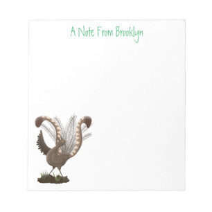Cute happy superb lyrebird cartoon illustration  notepad