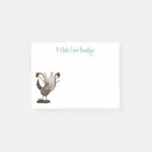 Cute happy superb lyrebird cartoon illustration post-it notes