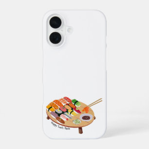 Cute Happy Sushi Plate iPhone 16 Case 