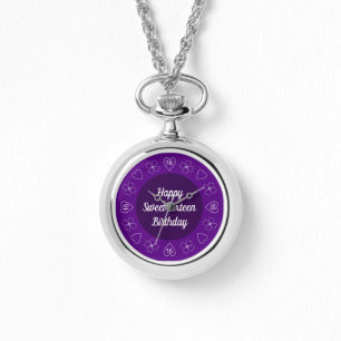 Cute Happy Sweet 16 Birthday Purple Festive Watch