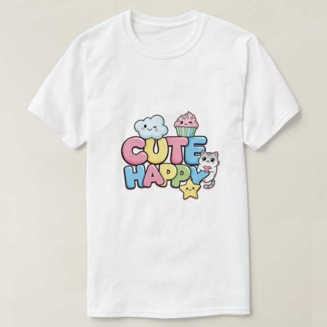 Cute Happy. T-Shirt (Design Front)