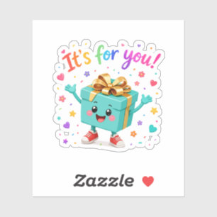 Cute Happy Teal Gift Box Surprise