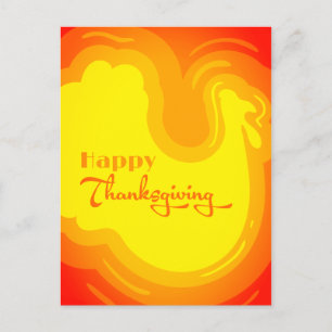 Cute Happy Thanksgiving with Turkey Shape  Holiday Postcard